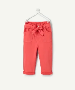 Pantalon bébé fille rouge à ceinture nouée