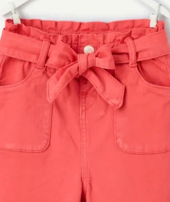 Pantalon bébé fille rouge à ceinture nouée