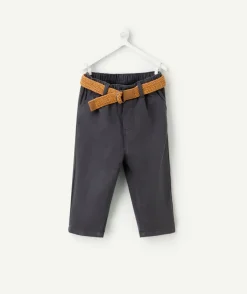 Pantalon bébé garçon gris avec ceinture tressée