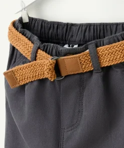 Pantalon bébé garçon gris avec ceinture tressée