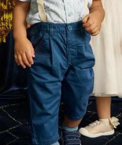 Pantalon bleu à bretelles bébé garçon