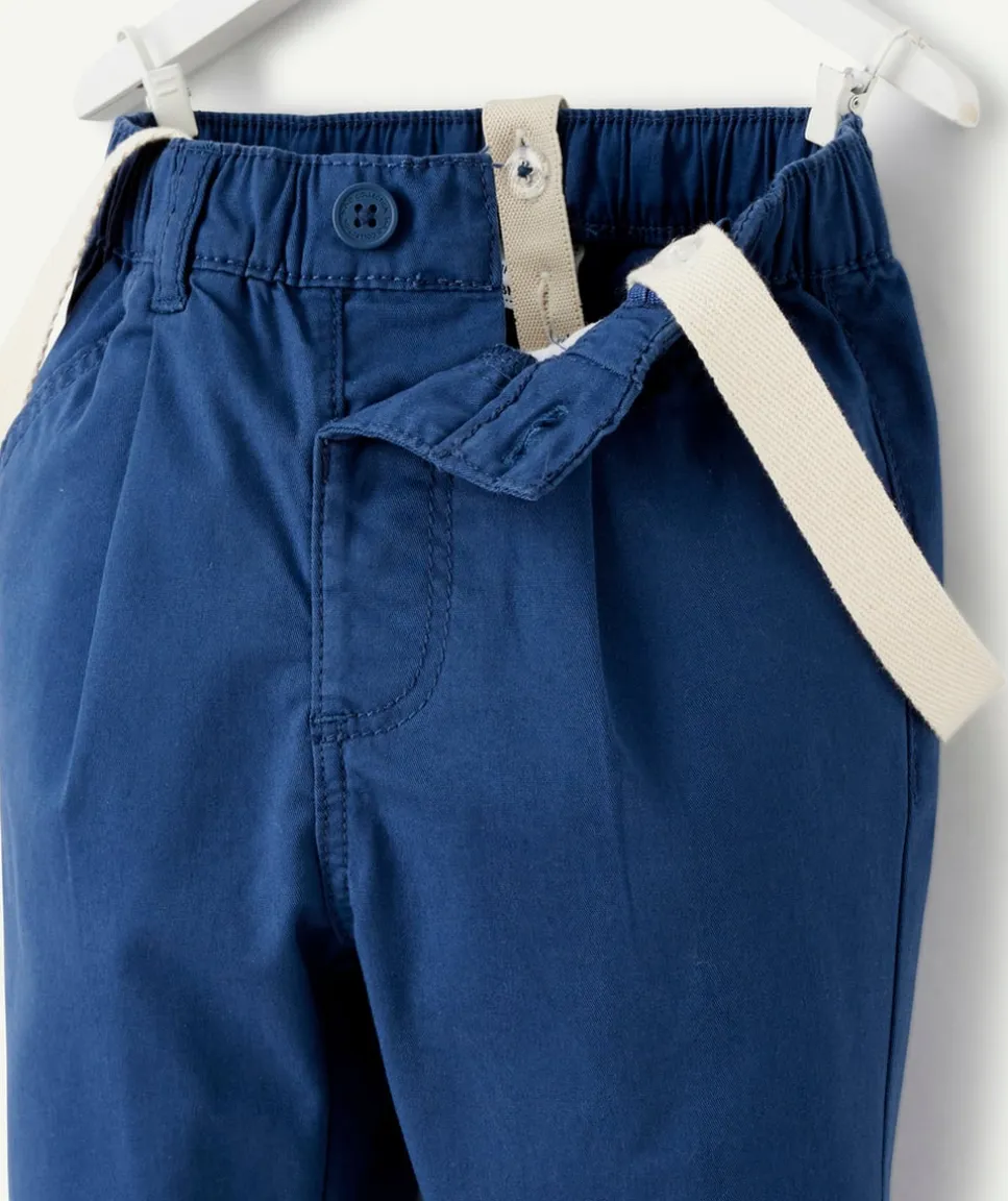 Pantalon bleu à bretelles bébé garçon
