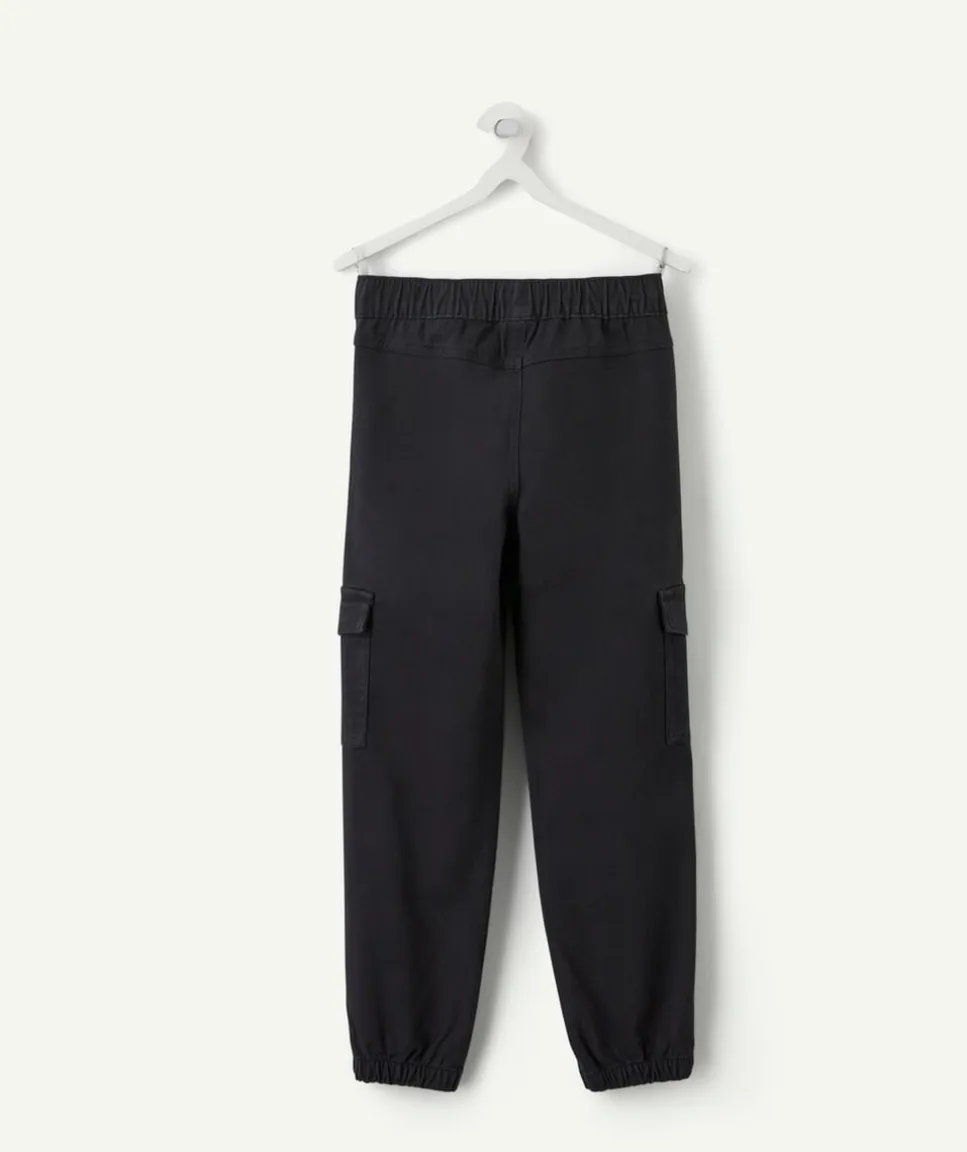 Pantalon cargo garçon droit noir
