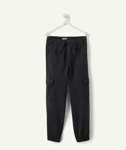 Pantalon cargo garçon droit noir