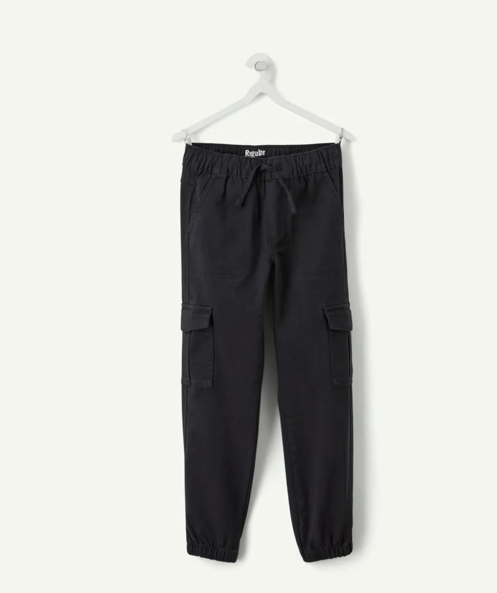 Pantalon cargo garçon droit noir