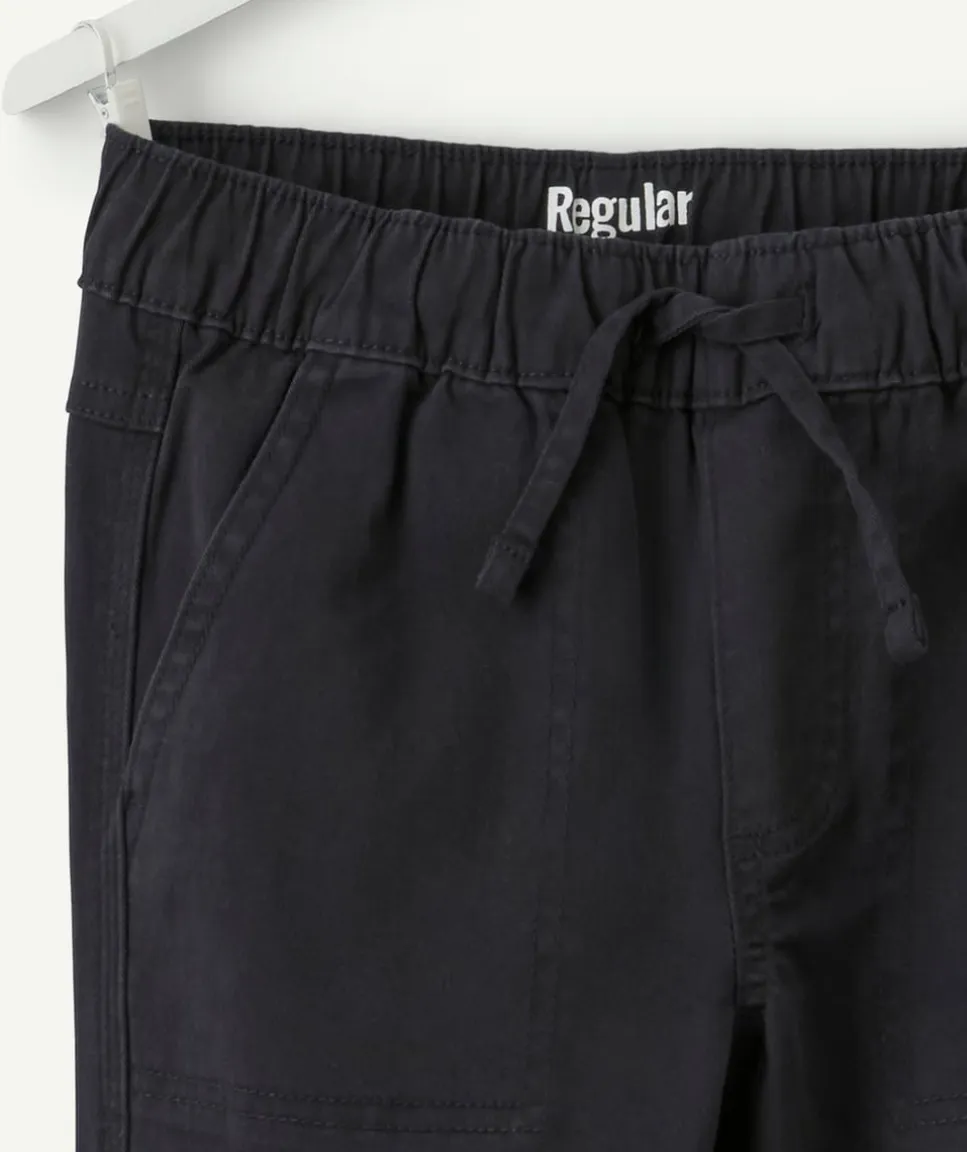 Pantalon cargo garçon droit noir