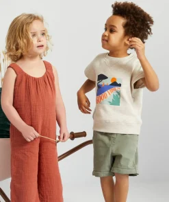 Pantalon chino bébé garçon évolutif kaki avec cordons