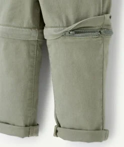 Pantalon chino bébé garçon évolutif kaki avec cordons