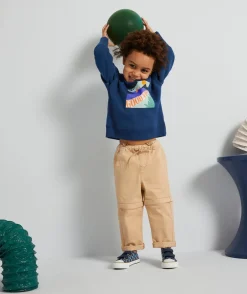 Pantalon chino évolutif beige avec cordons en fibres recyclées