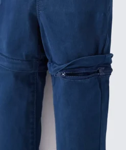 Pantalon chino évolutif bleu marine avec cordons en fibres recyclées