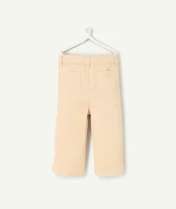 Pantalon coupe large bébé fille en fibres recyclées beige