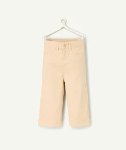 Pantalon coupe large bébé fille en fibres recyclées beige