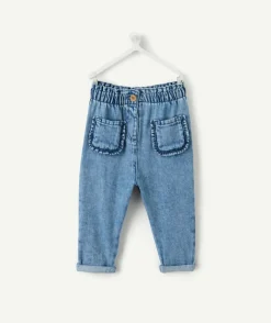 Pantalon denim bébé fille broderies