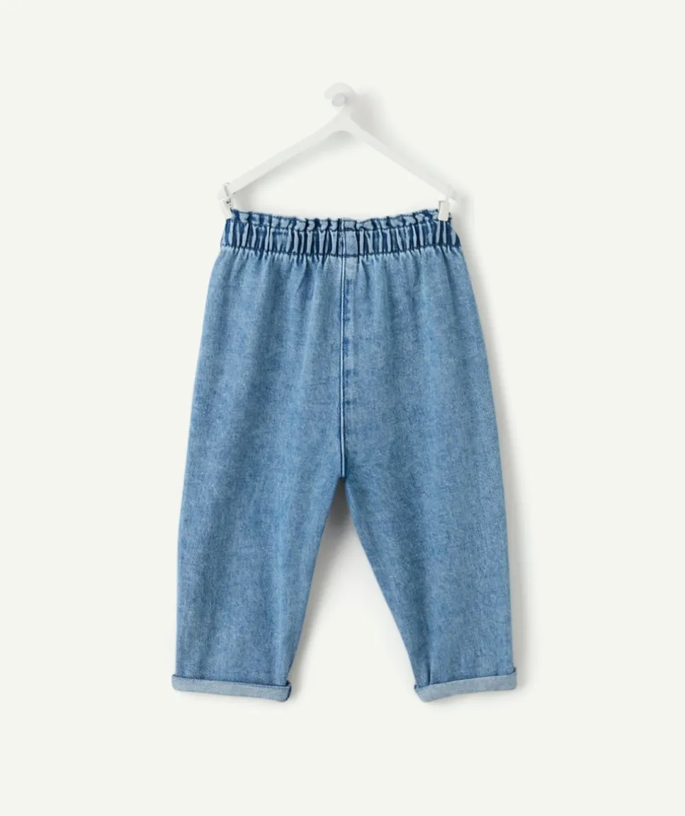 Pantalon denim bébé fille broderies