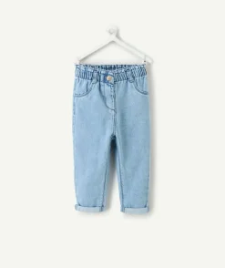 Pantalon denim bébé fille relax bleu