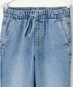 Pantalon denim garçon droit taille élastique