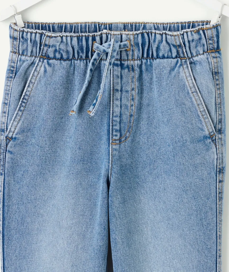 Pantalon denim garçon droit taille élastique