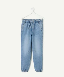 Pantalon denim garçon droit taille élastique
