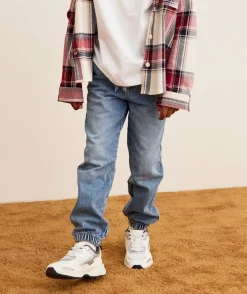 Pantalon denim garçon droit taille élastique