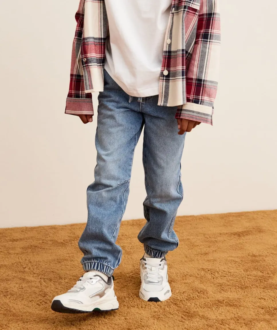 Pantalon denim garçon droit taille élastique