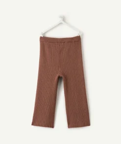 Pantalon droit bébé fille côtelé marron
