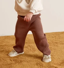 Pantalon droit bébé fille côtelé marron