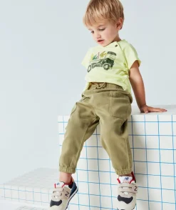 Pantalon droit bébé garçon kaki en viscose labellisée