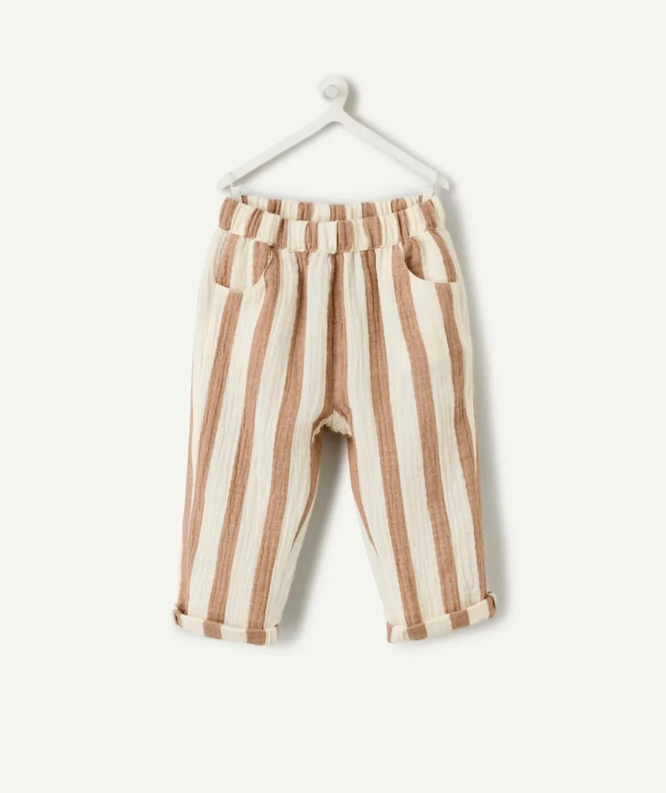 Pantalon droit bébé garçon rayé marron