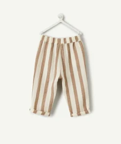 Pantalon droit bébé garçon rayé marron