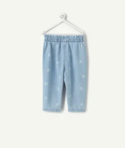 Pantalon droit denim bébé fille imprimé bleu