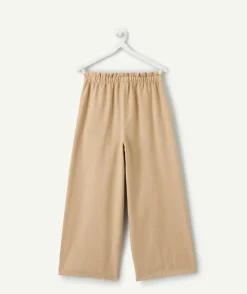 Pantalon fille ample beige taille élastiquée