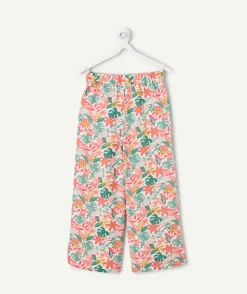 Pantalon fille ample imprimé floral multicolore