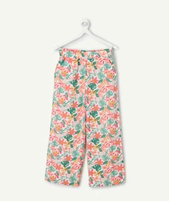 Pantalon fille ample imprimé floral multicolore