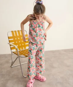 Pantalon fille ample imprimé floral multicolore