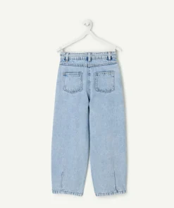 Pantalon fille barrel denim bleu