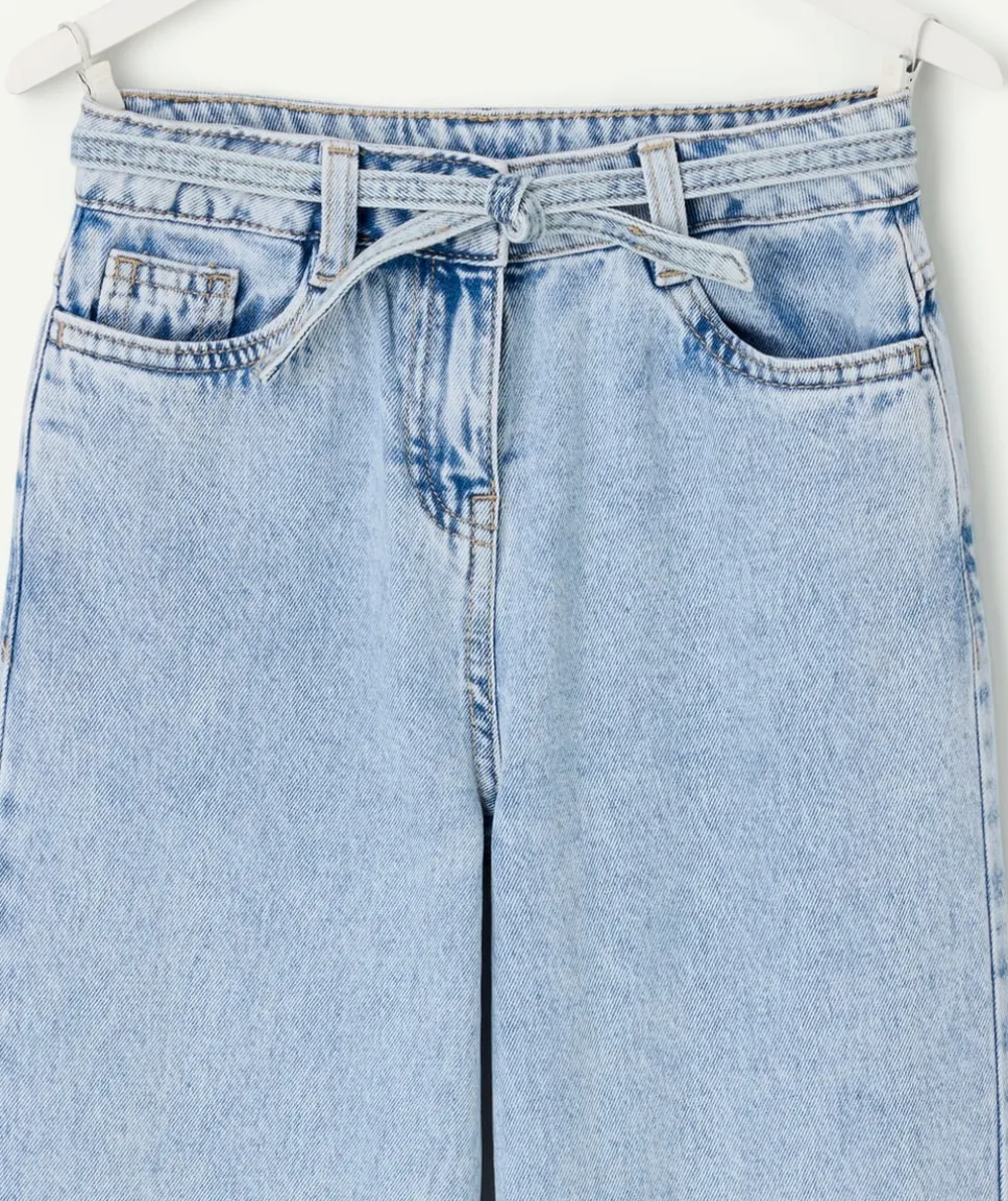 Pantalon fille barrel denim bleu