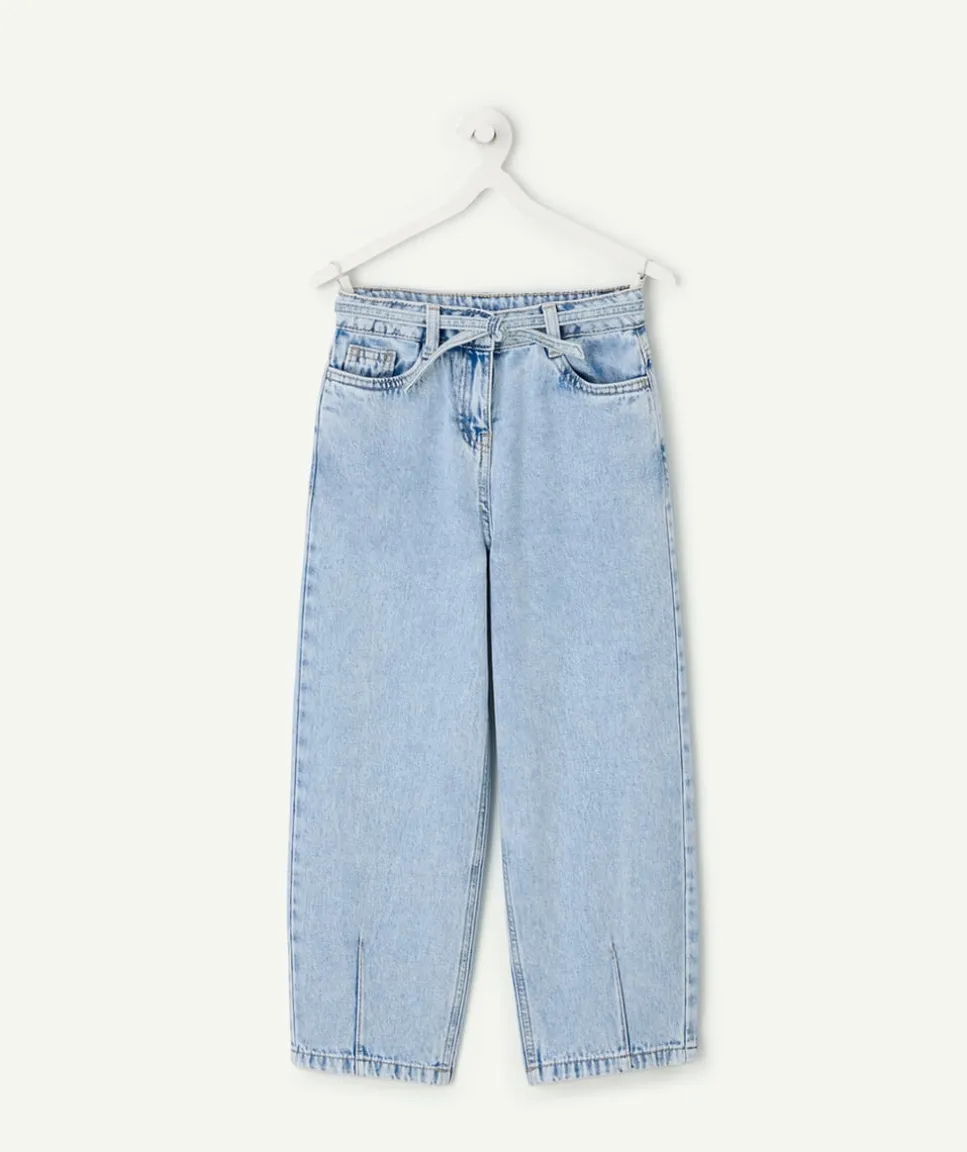 Pantalon fille barrel denim bleu