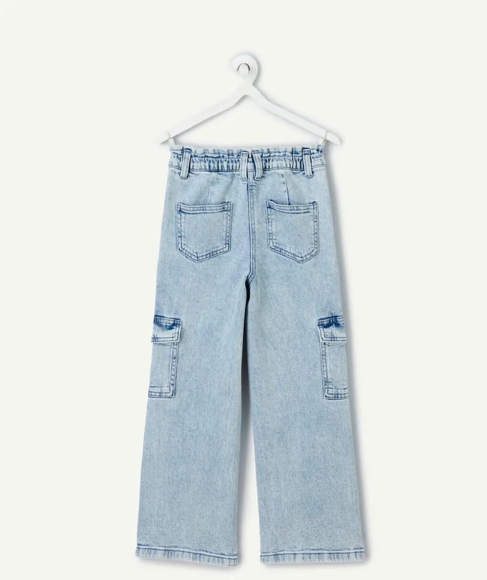 Pantalon fille cargo denim clair
