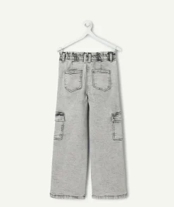 Pantalon fille cargo gris