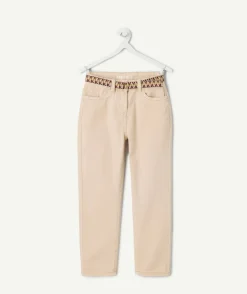 Pantalon fille droit beige
