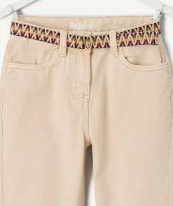 Pantalon fille droit beige