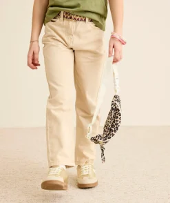 Pantalon fille droit beige