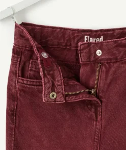 Pantalon fille flared bordeaux