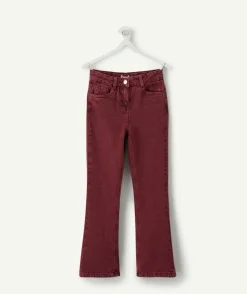 Pantalon fille flared bordeaux