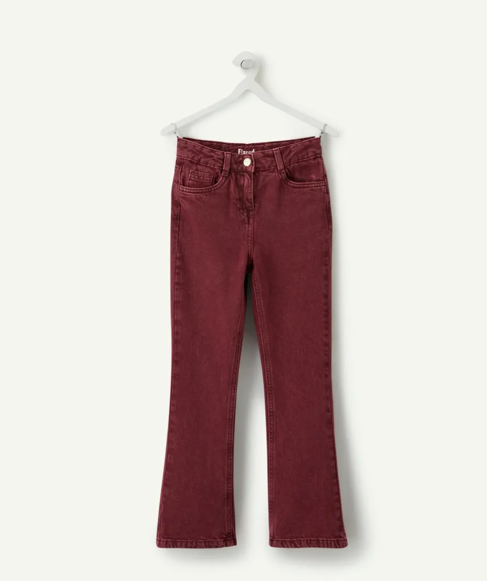 Pantalon fille flared bordeaux