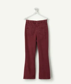 Pantalon fille flared bordeaux
