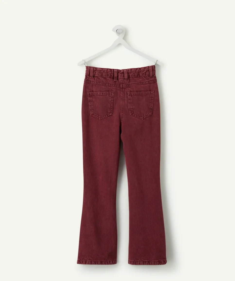 Pantalon fille flared bordeaux