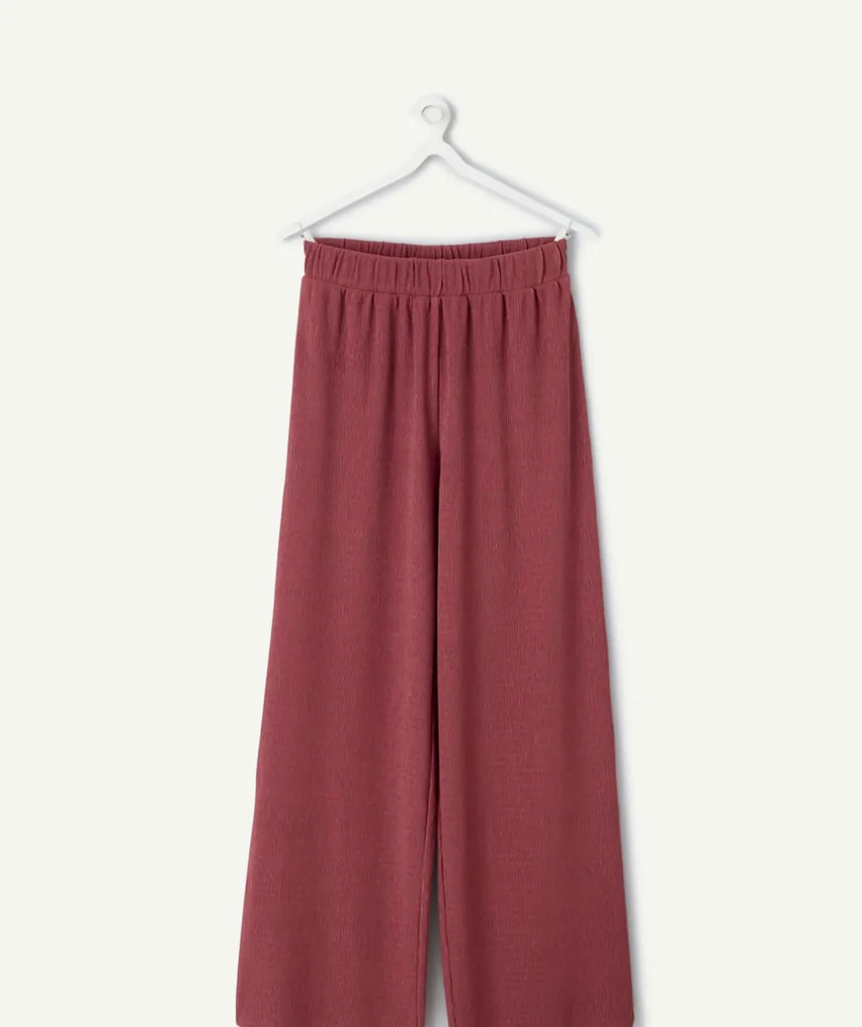 Pantalon fille flared bordeaux