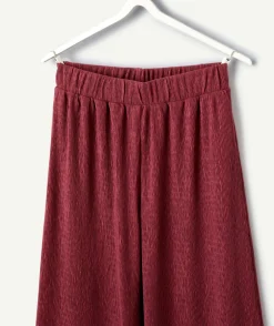 Pantalon fille flared bordeaux