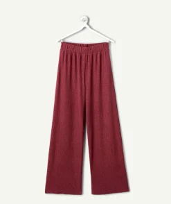 Pantalon fille flared bordeaux